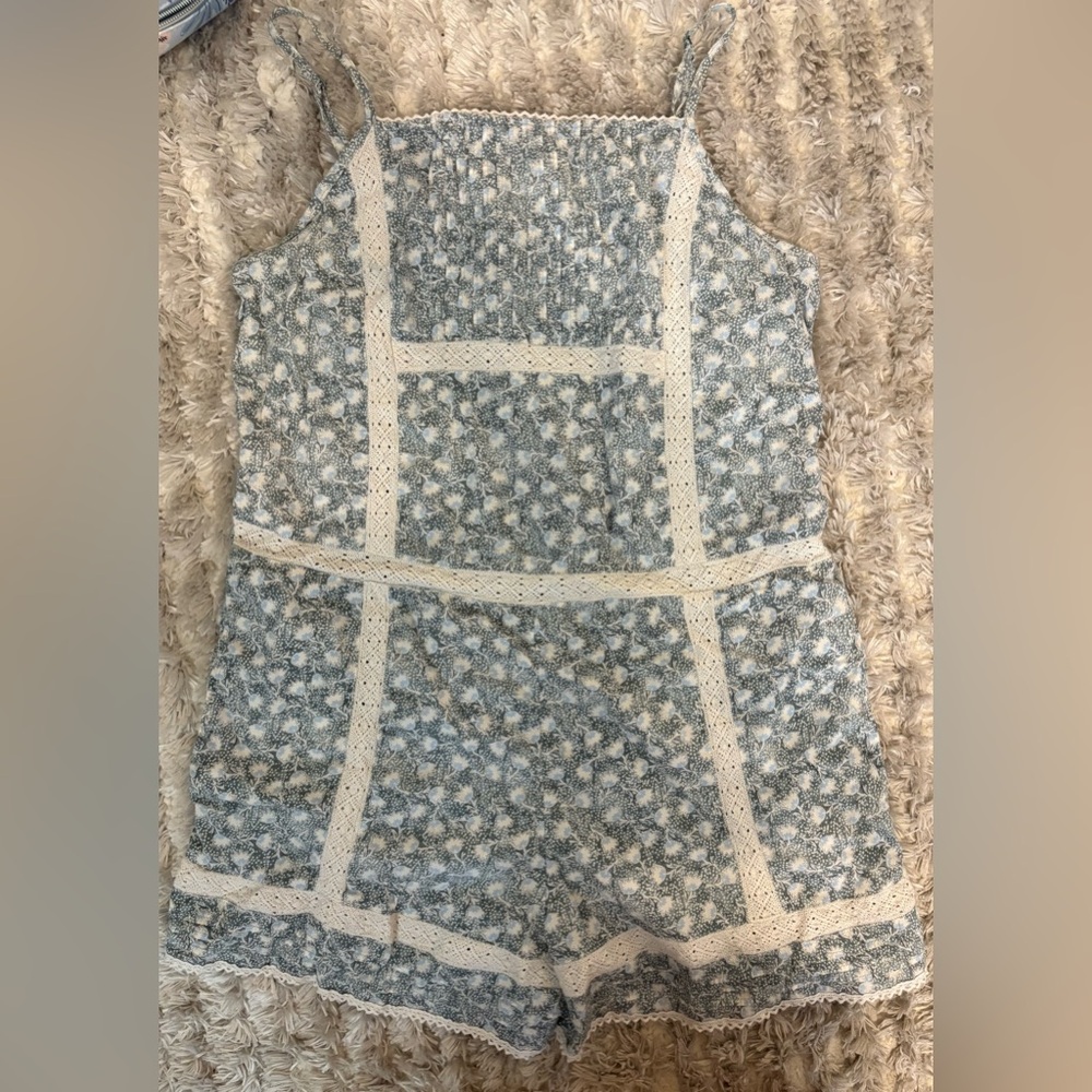 Aerie Blue & White Floral Romper